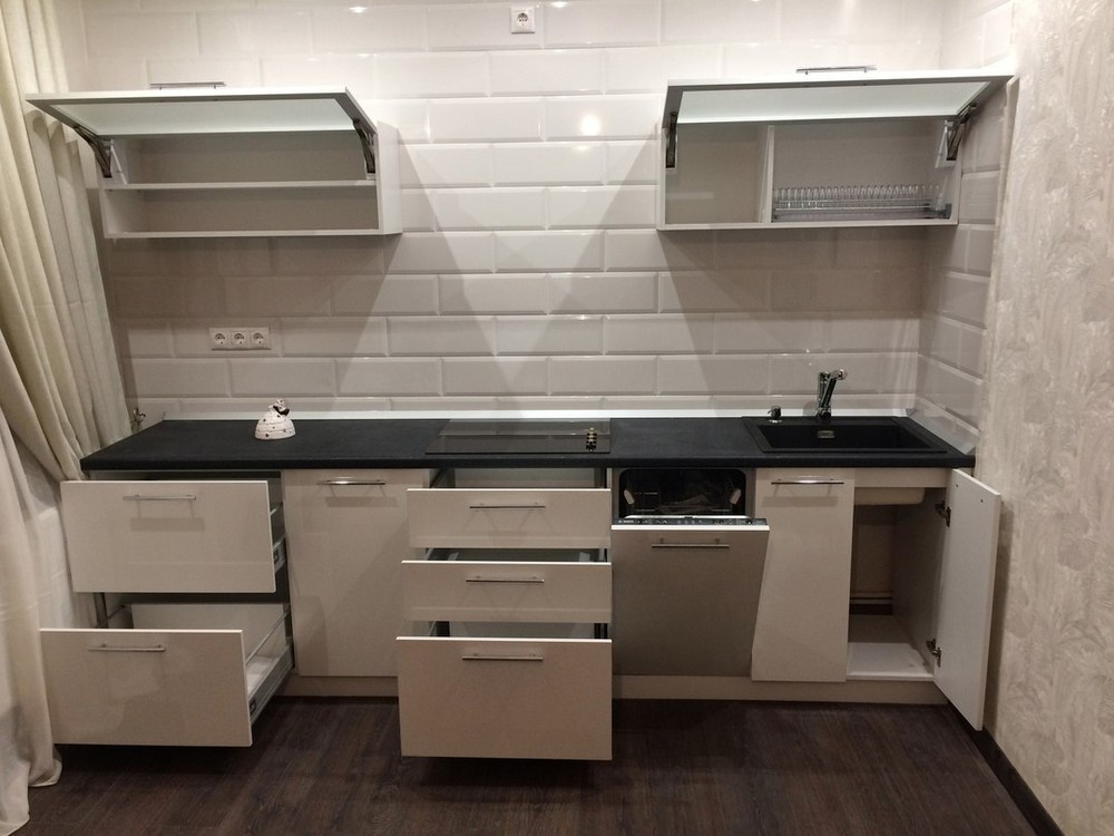 Белый кухонный гарнитур-Кухня МДФ в ПВХ «Модель 158»-фото3