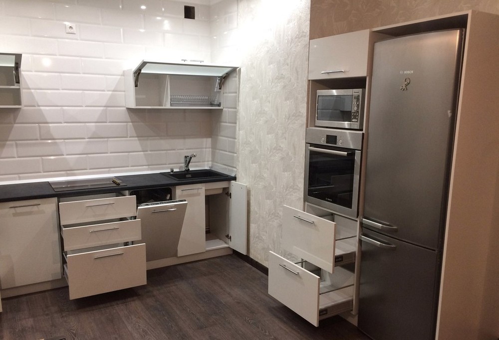Белый кухонный гарнитур-Кухня МДФ в ПВХ «Модель 158»-фото4